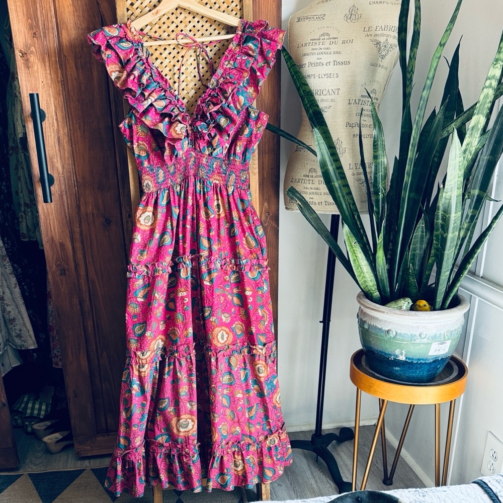 House of Harlow 1960 Pink Paisley Maxi Dress - M - Picture 2 of 3